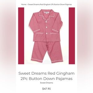 Sweet Dreams Red Gingham 2-Piece Button-Down Pajama Set